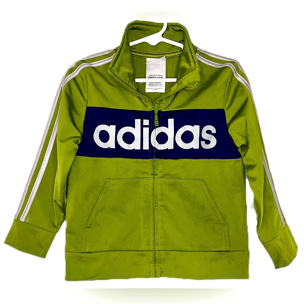 EUC Adidas Olive green & Navy Zip-Up Track Suit Jacket